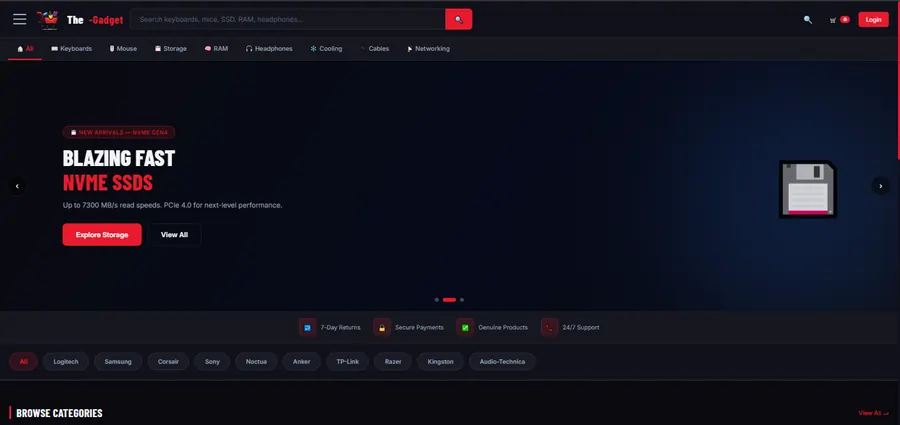 Gadget & electronics store — website preview