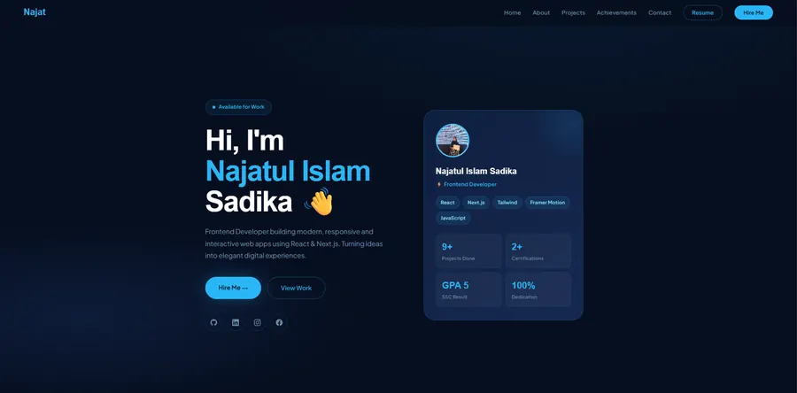Developer portfolio website — website preview