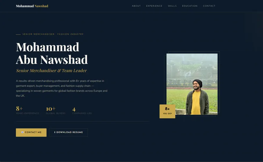 Professional portfolio website — website preview