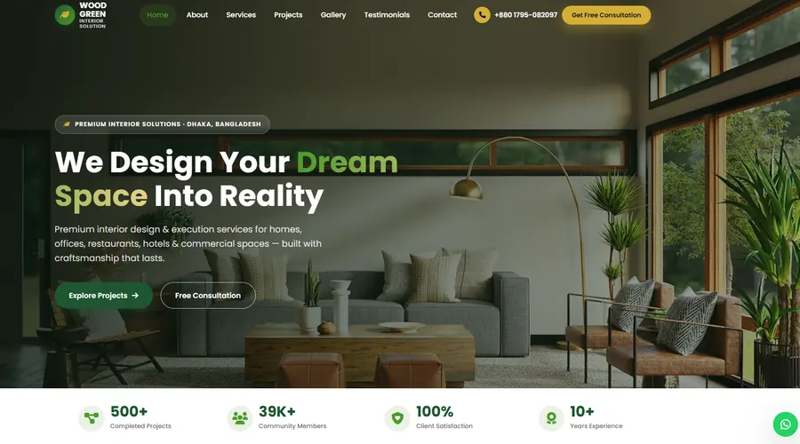Interior design company website — website preview